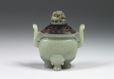 图片[3]-Jade flat tripod incense burner, Qing dynasty (1644-1911)-China Archive